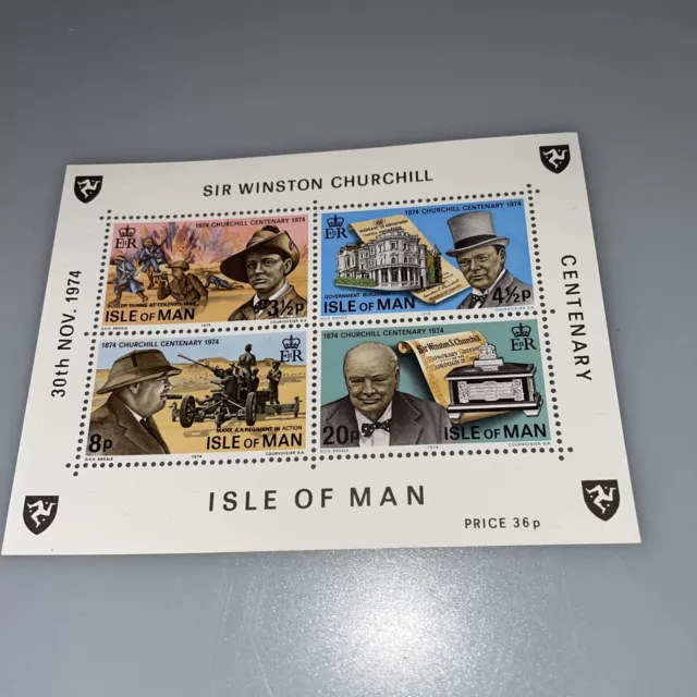 Isle of Man mint minisheet 1974- Sir Winston Churchill centenary