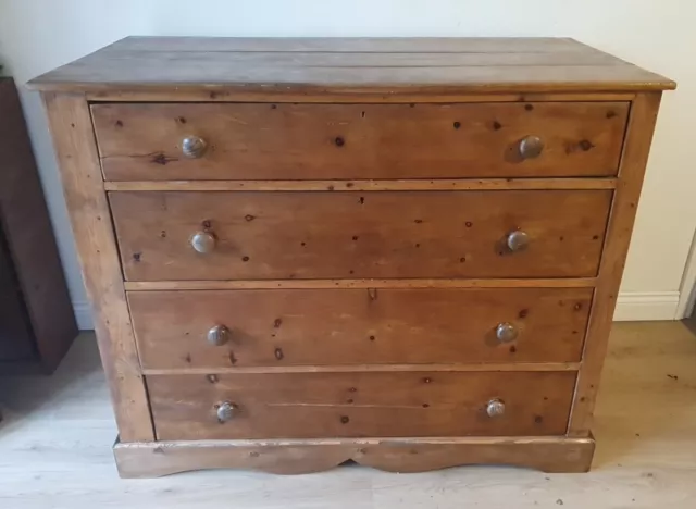 Large Antique Solid Pine Chest Drawers 128 X 64.5 X 104 Cms DELIVERY POSSIBLE