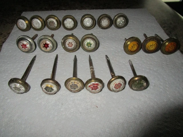 20 Victorian Sulfate Decorated Picture Hooks / Hanger Nails Pin Wheel Design 2