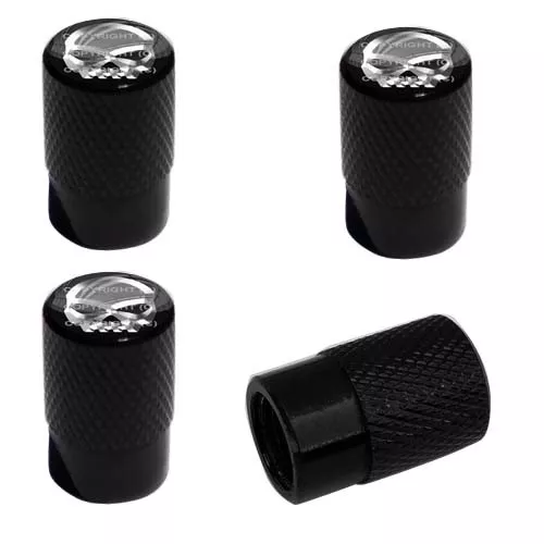 4 Black Billet Knurled Tire Wheel Valve Caps Car Truck CHROME G SKULL BLACK BK