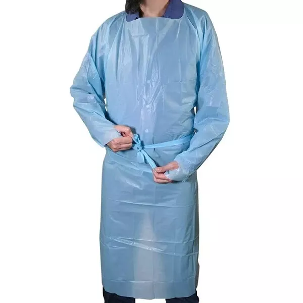 Disposable CPE Isolation Gowns Blue With finger hole Dental-Medical 60 PACK
