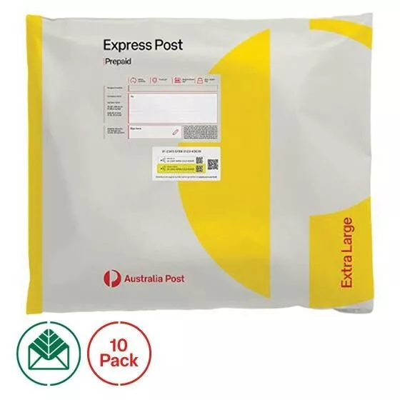 10x AusPost Express Extra Large Prepaid Satchel | Australia Post | 10 Bag Pack