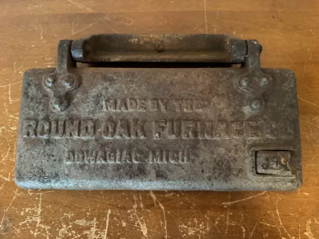 Vintage Round Oak Furnace Co. Cast Iron Door - Dowagiac, MI (11 7/8" x 7 1/4")