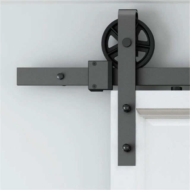 4~8FT Super Big Spoke Wheel Single Sliding Wood Barn Door Hardware Closet Kit