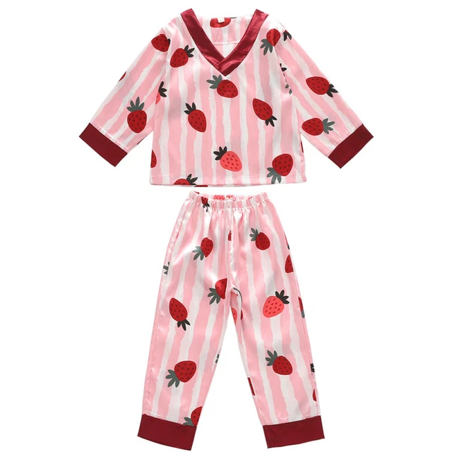 1 set stampa pigiami pigiami in seta ghiaccio manica domestica abbigliamento notturno