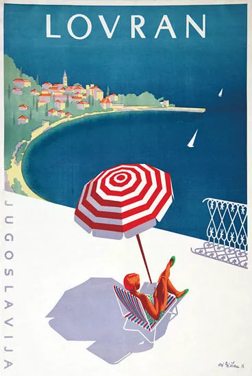 Vintage Lovran Yugoslavia Tourism Poster A3 Print