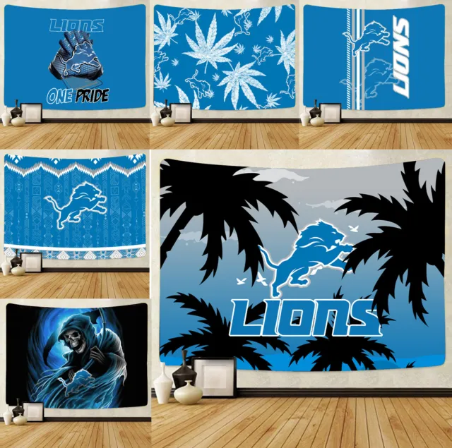 Detroit Lions Wall Tapestry Aesthetic Wall Hanging for Bedroom Fans Decor Gift