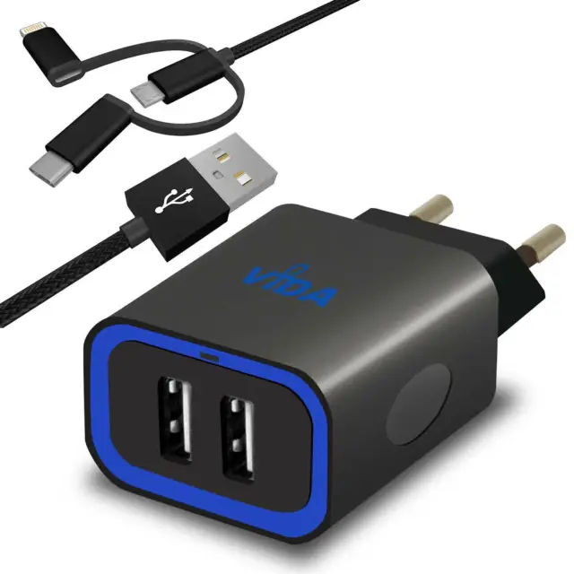 Travel Multi Dual Port USB Wall Charger European Plug Power Adapter Outlet Cable