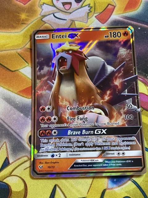 ENTEI GX 10/73 Full Art Ultra Rare Shining Legends Pokemon Card NM