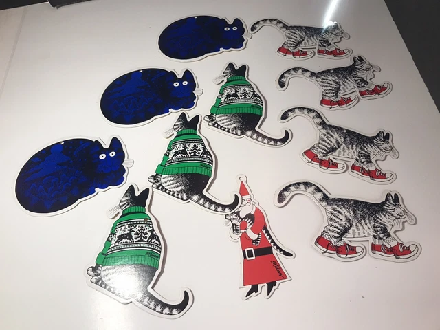 Kliban Cat 11 Cardboard Christmas Tree Ornaments / Gift Tags Decorations