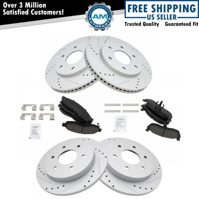 Performance Drilled Slotted Brake Rotor & Ceramic Pad Front & Rear Kit
