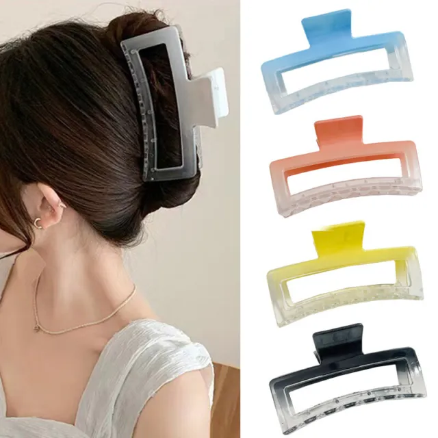 Hollow Out Square Grab Bath Clip Ponytail Clip Barrette Elegant Hair Accessories