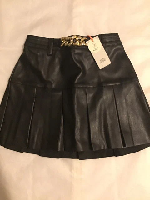 River island mini girls aged 2-3 Years pleated faux leather skirt outfit BNWT 8
