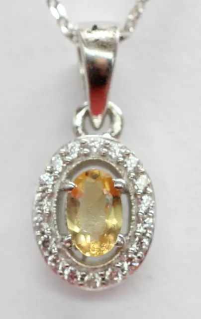 Noble 0,55 Carat Shining Citrine Pendentif 925 Argent Collier Chaîne Américain D