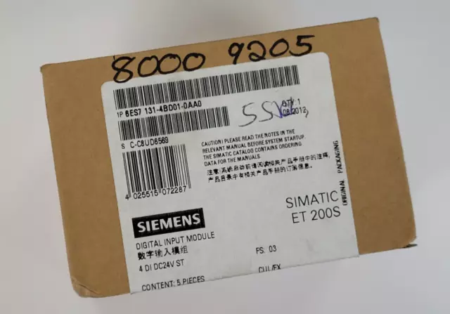 SIEMENS 6ES7 131-4BD01-0AA0 Simatic ET200S 4 Di DC24V St - New/Boxed - Worldwide