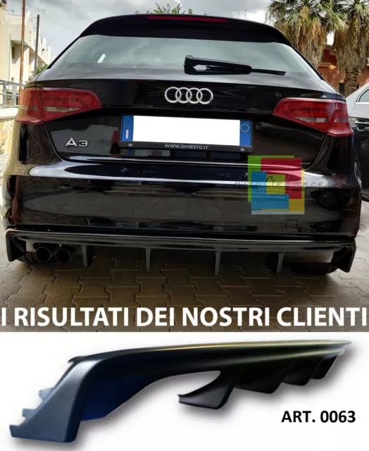 Diffusore Per Audi A3 8V 2012-2015 Sportback Sotto Paraurti Posteriore Rs3 Nero