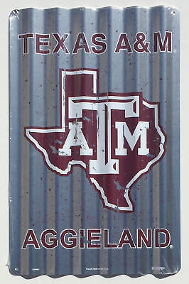 Texas A&M Aggies  Corrugated Metal Sign 12" X 18" University Tin Retro Man Cave
