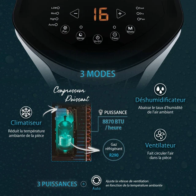 Woozoo ® by Ohyama, Climatiseur portable, ventilateur et déshumidificateur... 2