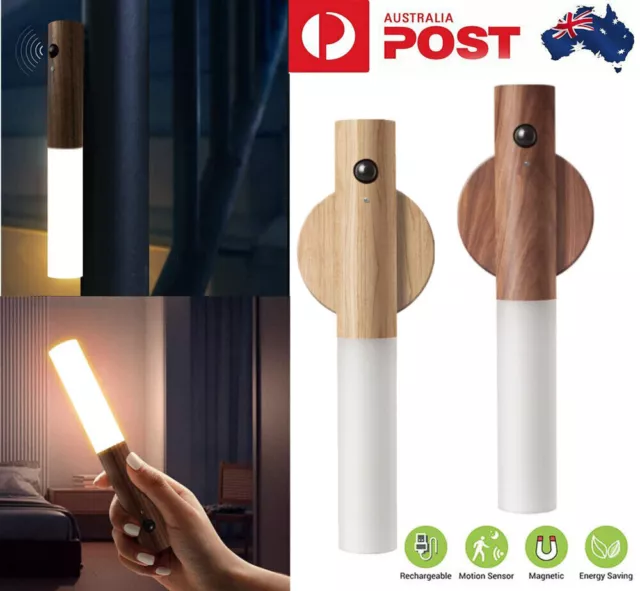 Motion Sensor LED Night Light Body Induction Lamp Wall Mount USB Rechargeable AU