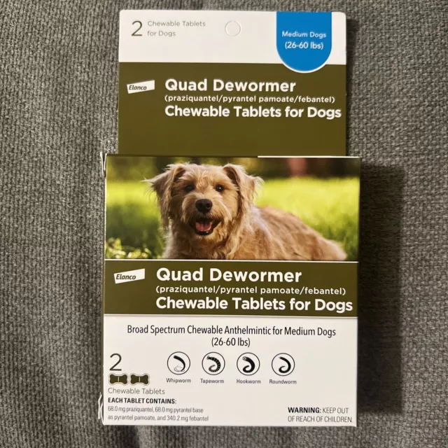 Elanco Quad Chewable Dewormer for Medium Size Dogs 10/24