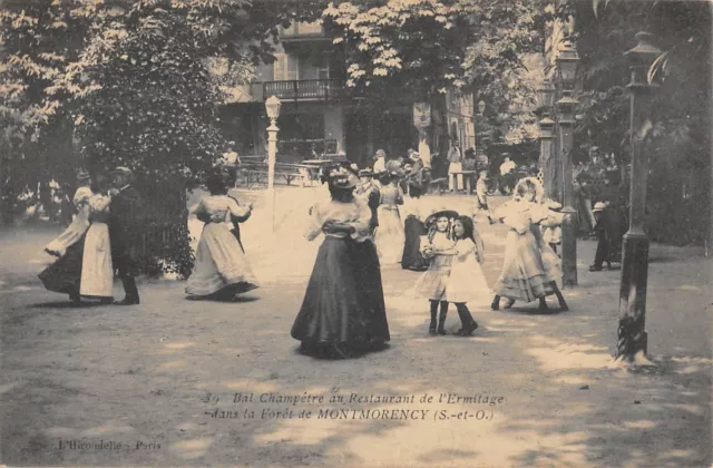 Cpa 95 Bal Champetre Au Restaurant De L'ermitage Dans La Foret De Montmorency