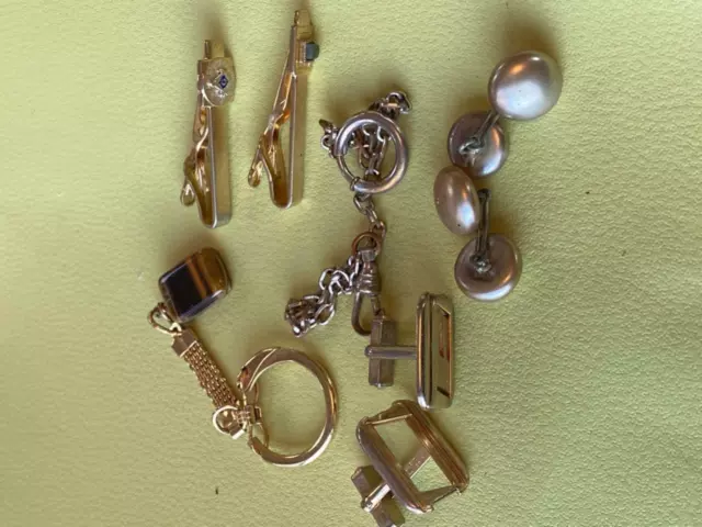 Vtg Small Lot Of Men's Tie Bars, Buttons, Masonic, Mason Et. Al