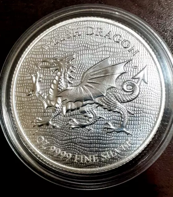 2022 Niue Welsh Dragon Heraldic Series 1 oz .9999 Silver BU Coin In Mint Capule