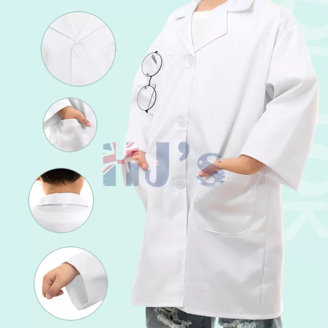 Kids Girls Boys White Lab Coat Doctors Scientist Children Book Week Costume 2