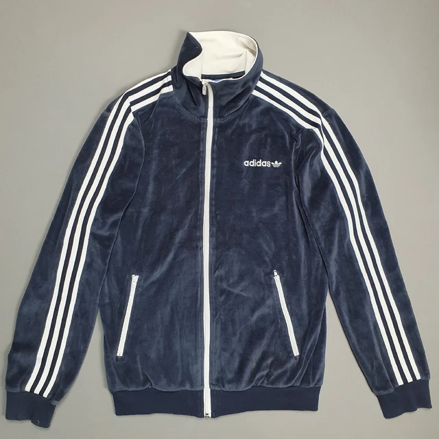Giacca da pista Adidas Originals Osaka velluto Beckenbauer blu navy trifoglio taglia small
