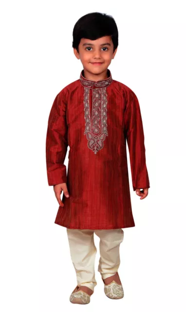 Ragazzi Indiano Pakistano Sherwani Maroon Kurta Churidar kameez per EID Londra 856