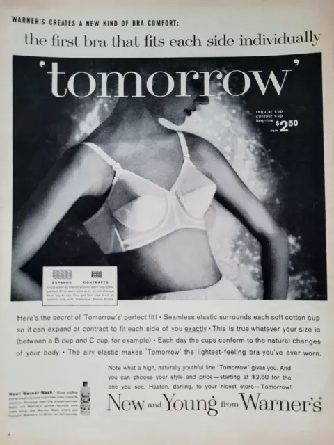 1962 WARNER'S BRA Ad Tomorrow the Bra with the Perfect Fit Uncovered Lycra  £1.88 - PicClick UK