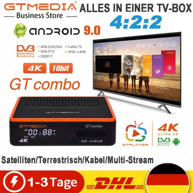 4K UHD Satelliten Terrestrisch Kabel DVB-S2/S2X/T2/C Sat Receiver Android TV Box
