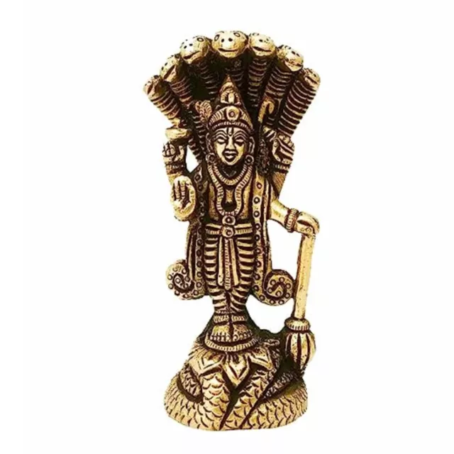 Divine Brass Standing Lord Vishnu Idol - Hindu God Bhagwan Vishnu Murti Figurine