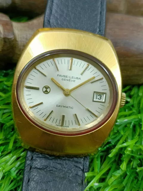 Auténtico FAVRE-LEUBA Geneve Automático Suizo HOMBRES Menta Dorado Estuche Fecha