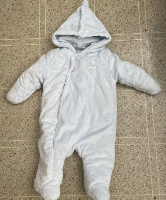 Absorba Baby Infant boy blue Winter Snowsuit Hood Size 3-6 Months Plush Soft Exc