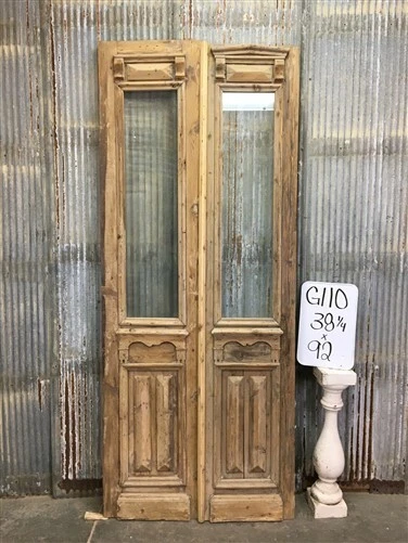 Antique French Double Doors (38x92) 1 Pane Glass European Doors G110