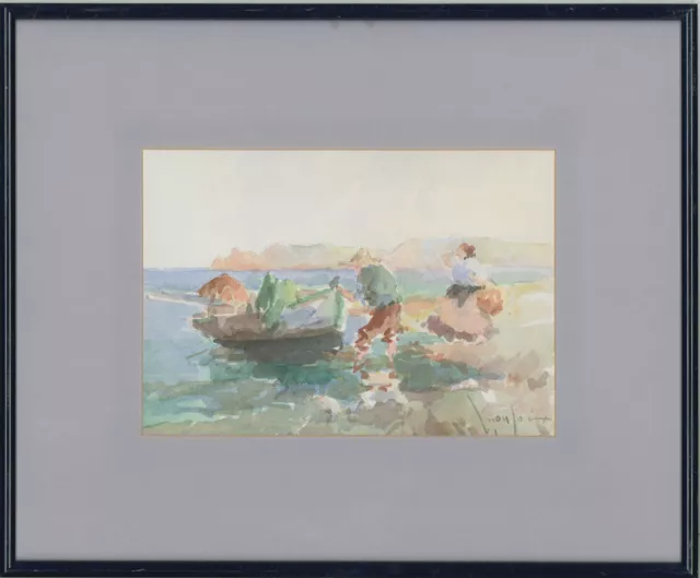 Framed Mid 20th Century Watercolour - Going Fishing I