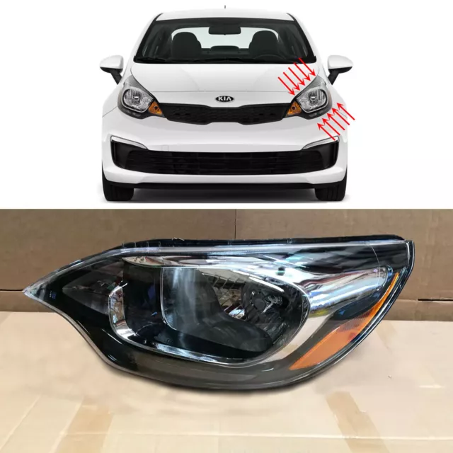 Headlight Replacement for 2012 2017 Kia Rio Sedan Left Driver Halogen w/o LED