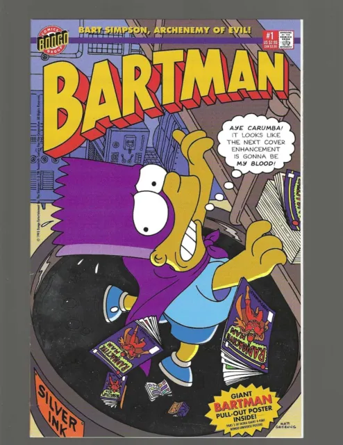 Bartman #1 (Bongo,1993) NM 9.4/9.6, Poster Intact, Nice Copy, Variant Silver