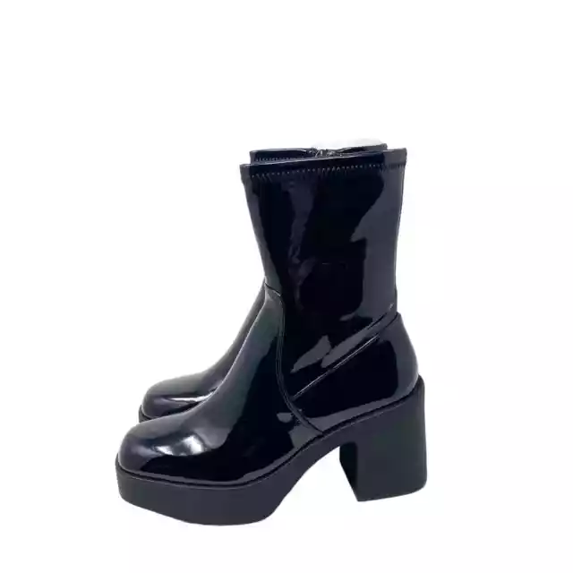 NEW ALDO UPSTEP Platform Ankle Boots Black Patent Size 7.5 $65.00 ...