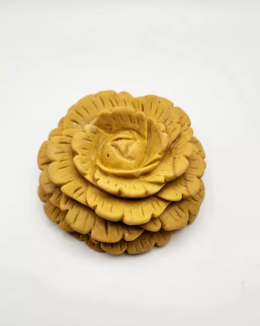 Yellow Jade Rose, Hand Carved Flower, a stunning piece of natural beauty