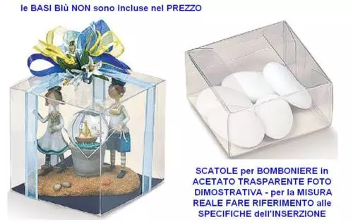 N.20 SCATOLA per BOMBONIERE Cm.8x8x3,5H TRASPARENTE CONFETTI o SEGNAPOSTO 94102