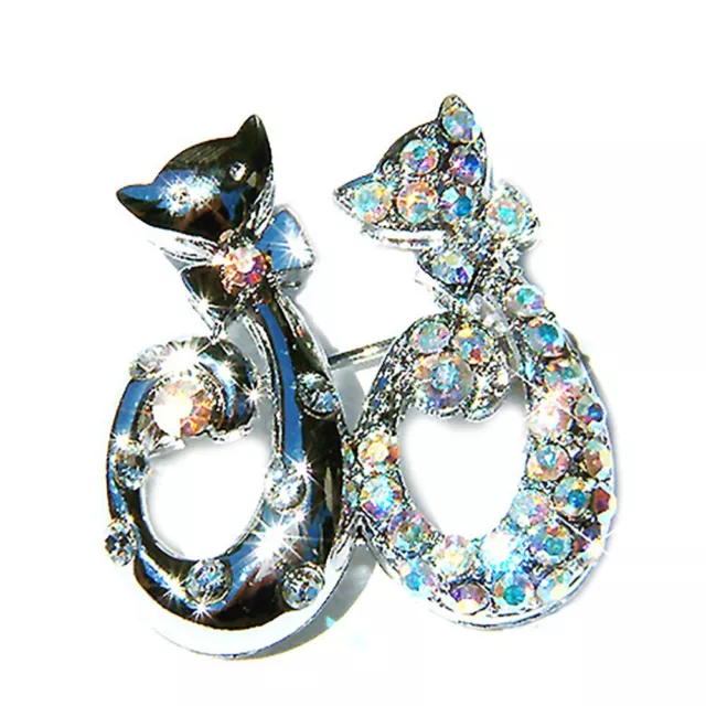 Kitty Chat Amoureux ~ Avec Cristal Swarovski Meow Chaton Animal Broche Bijoux