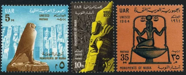 Egypt 652-654,655,MNH.Mi 244-246,Bl.8. Save the Monuments-Nubia,1964.Abu Simbel.