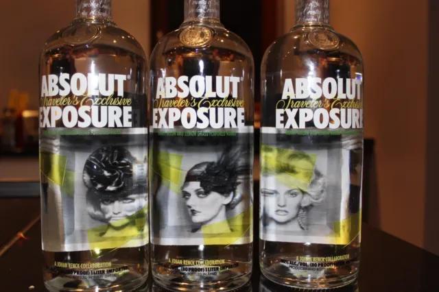 ++  Vodka Absolut " EXPOSURE SET  3 x  1 Liter   " Sammlerstücke ,  Neu   ++