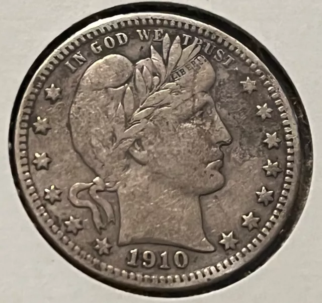 1910-D  Barber quarter  , VF,  better date