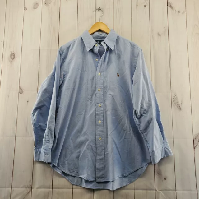 Ralph Lauren Shirt Mens 16.5 Blue Cotton Button Down Long Sleeve Logo Classic