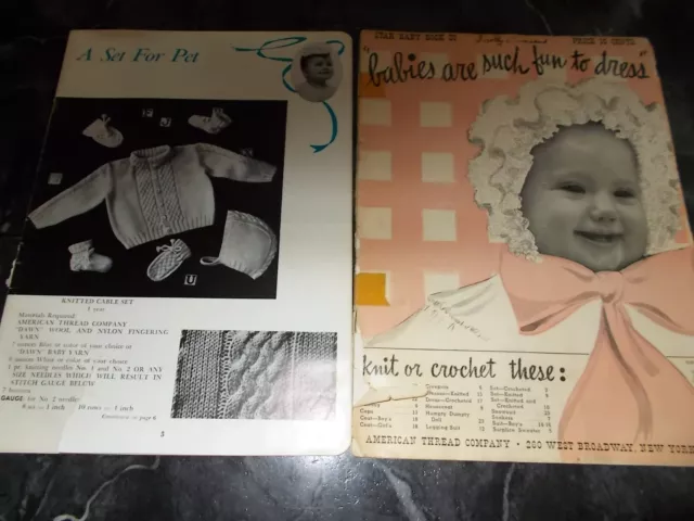 Lot Of 2 Vintage Knitting Babies/Children's Pattern Booklets 1942 & 50'S *