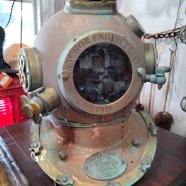 RARE ANCIEN PLONGÉE Divers Casque Américain Marine Mark V Boston Lourd