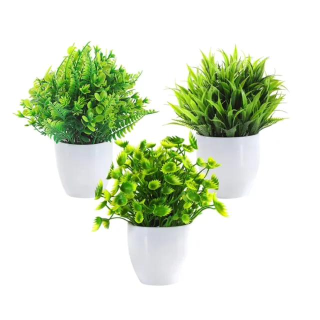 Artificial Plants in pots Fake Flower potted Plants Christmas Gift Set of 3 UK